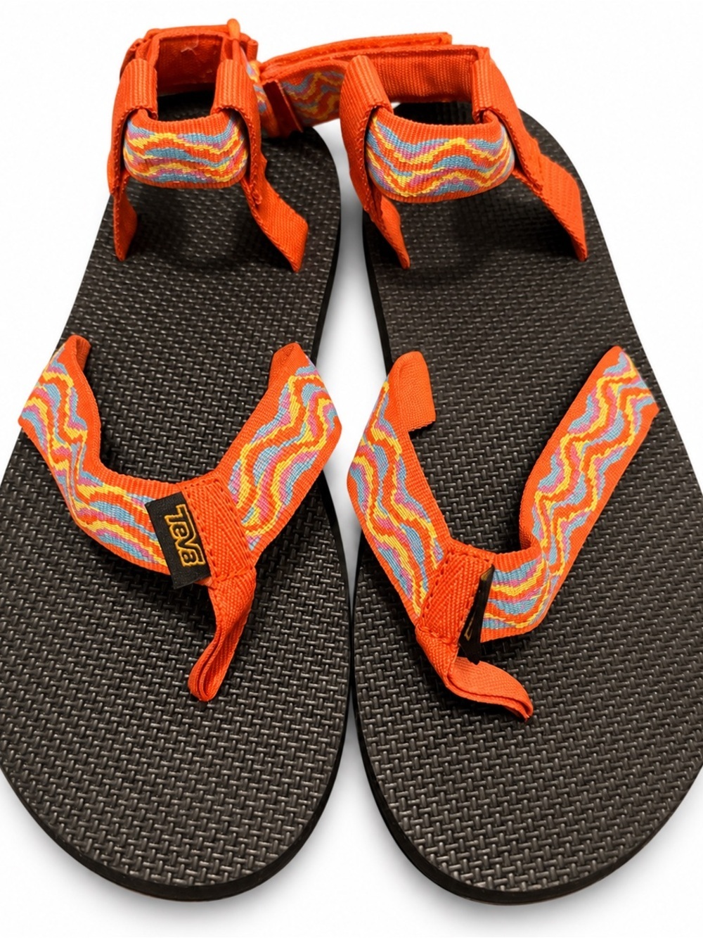 Size 9 Teva Orange Multicolor Wave Strap Sandals
